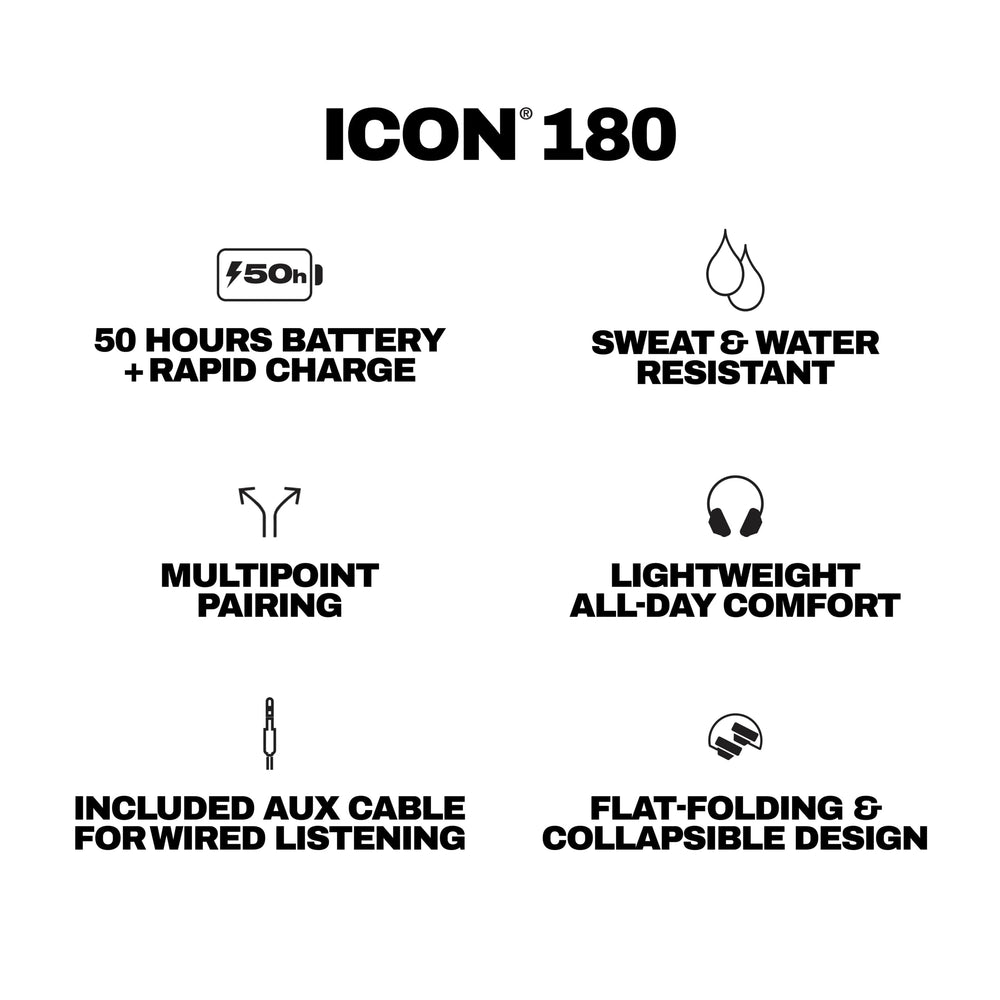 Cable AUX incluido junto a Skullcandy Icon 180, opción por cable disponible