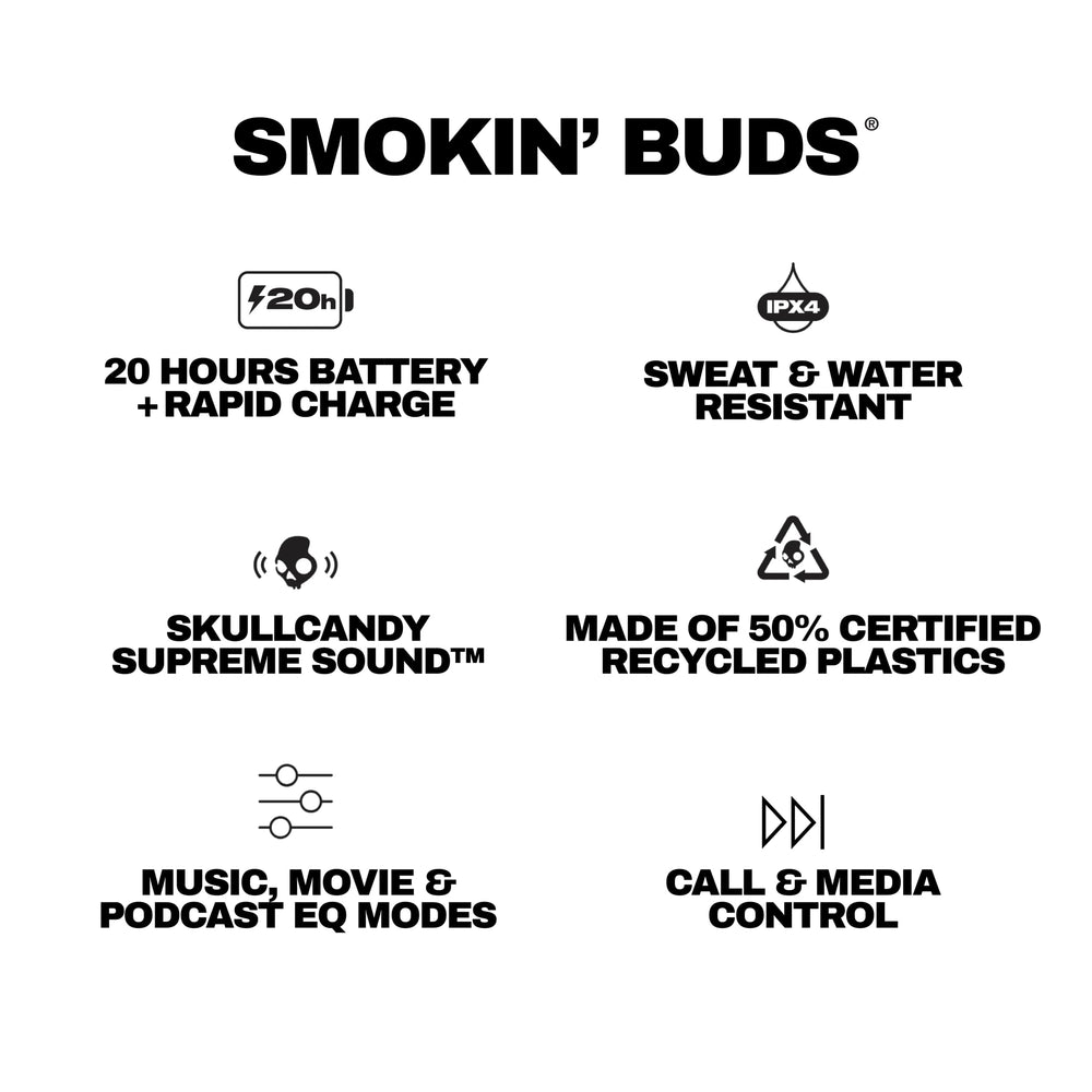 Skullcandy Smokin’ Buds en bolso representando uso cotidiano fiable