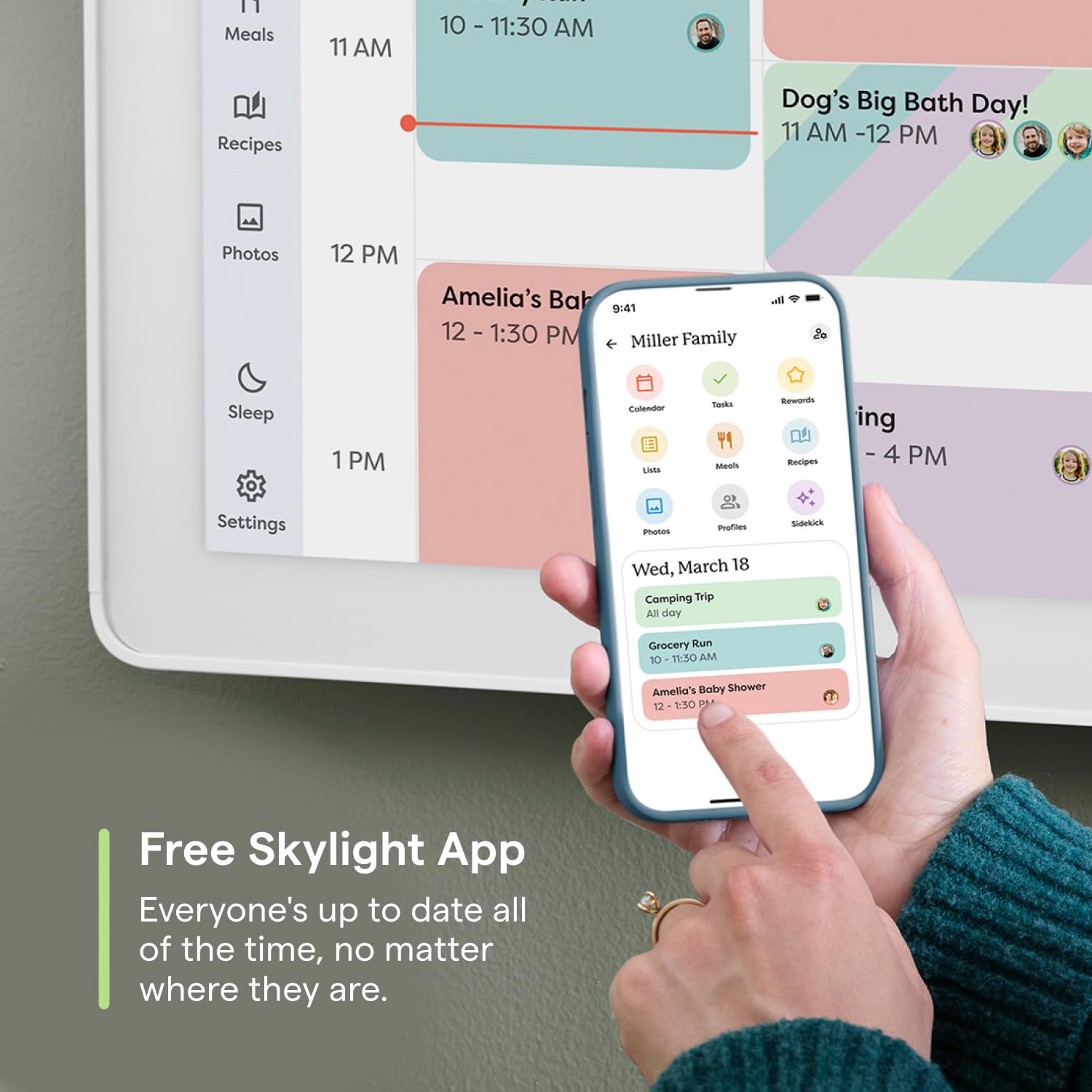 Skylight Calendario Max detalle de marco intercambiable combinando con decoración