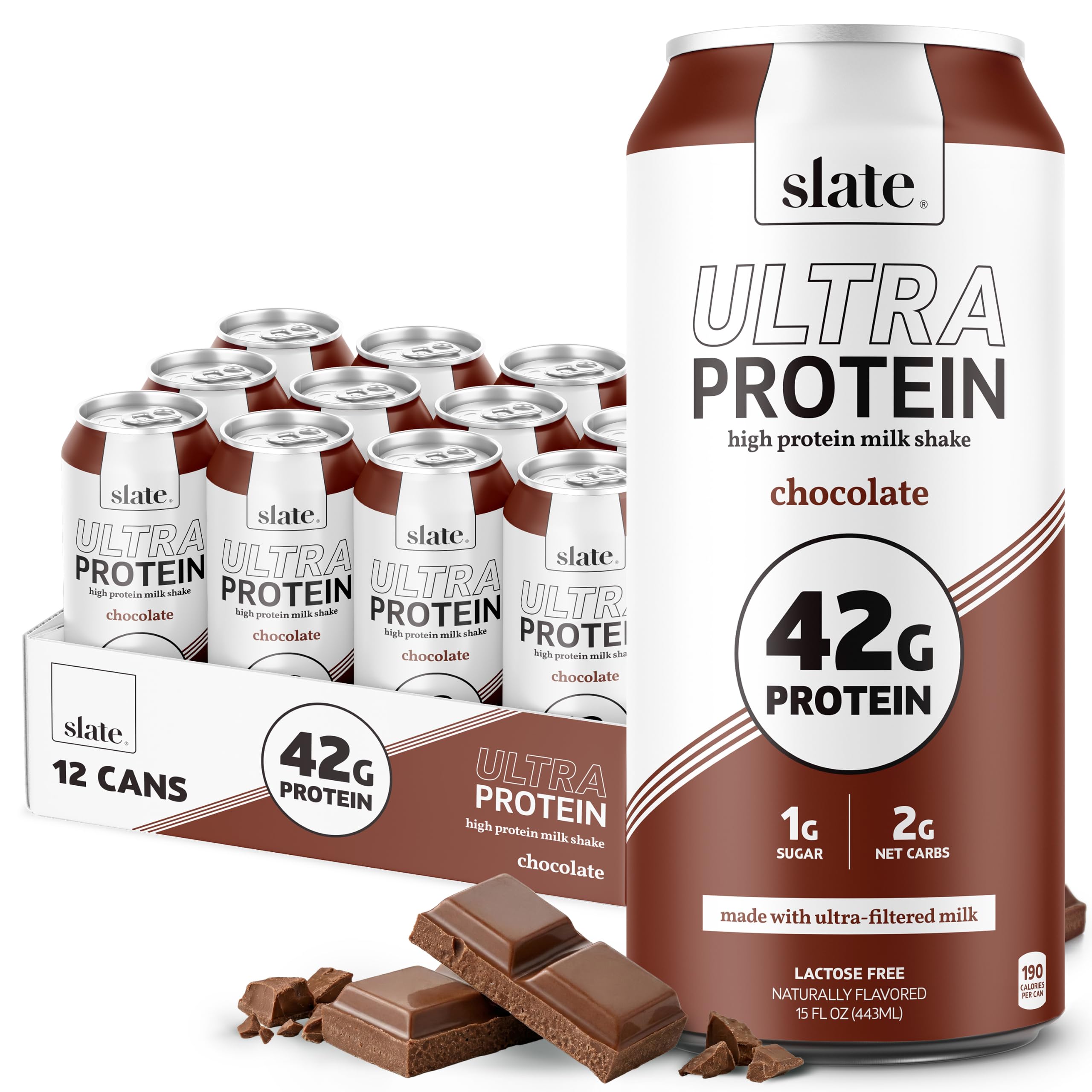 Slate lata frontal mostrando diseño y sabor chocolate para conveniencia inmediata