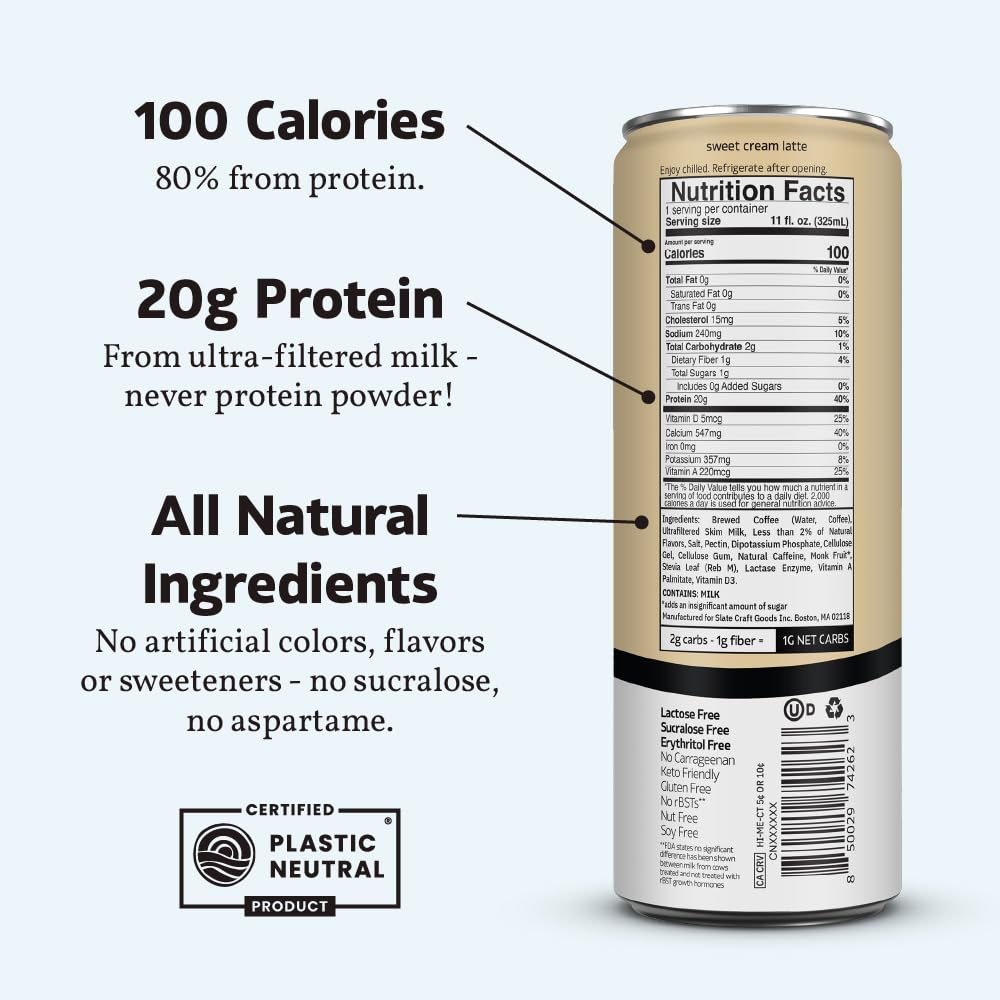 Slate ingredientes naturales y formulario ultrafiltrado en primer plano, alto en proteína