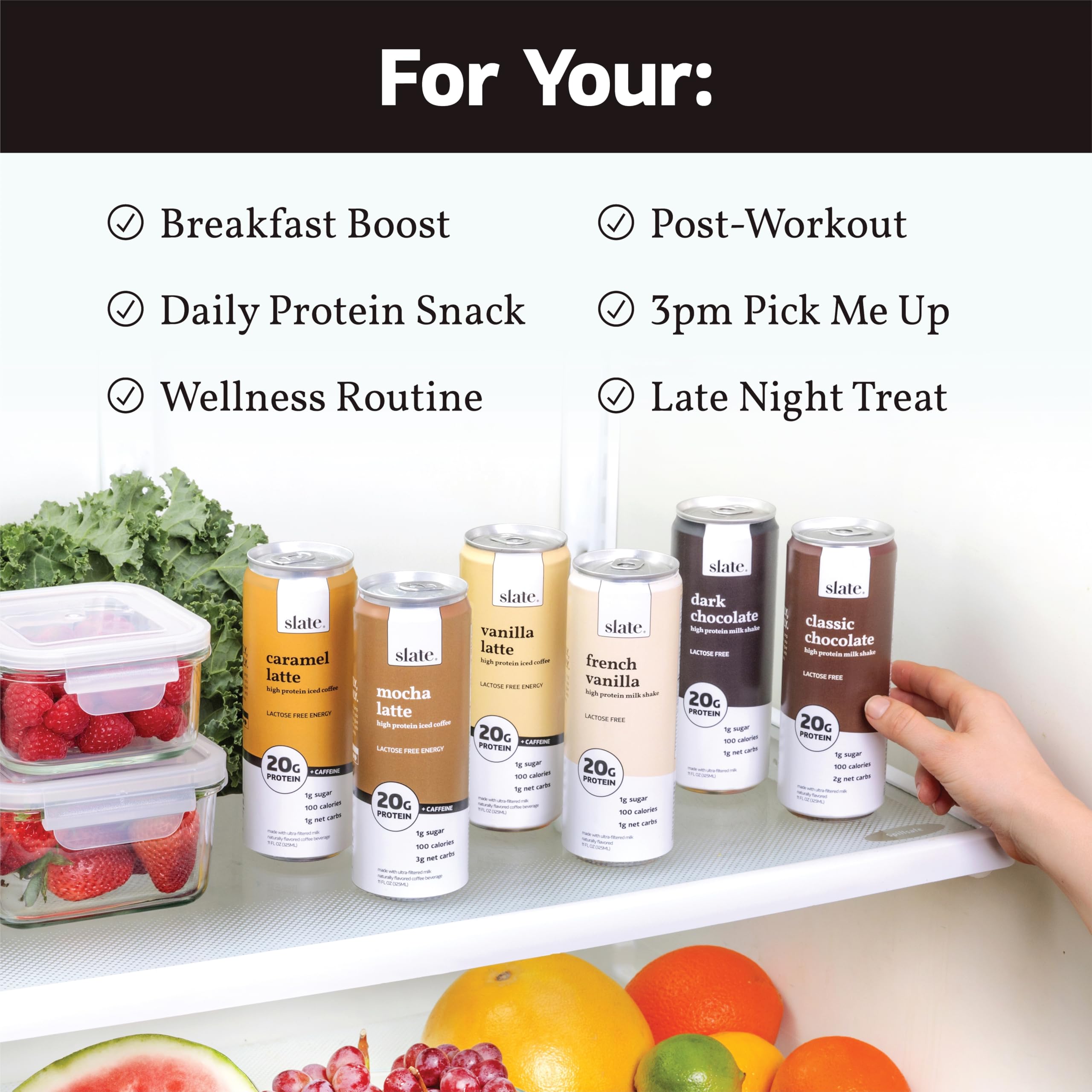 Slate lata abierta lista para beber, energía portátil con proteína