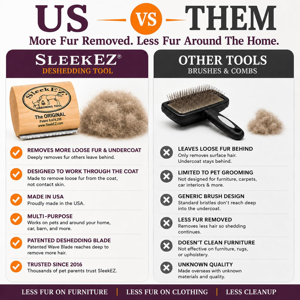 SleekEZ cepillando gato de pelo corto, reduce pelo suelto rápidamente