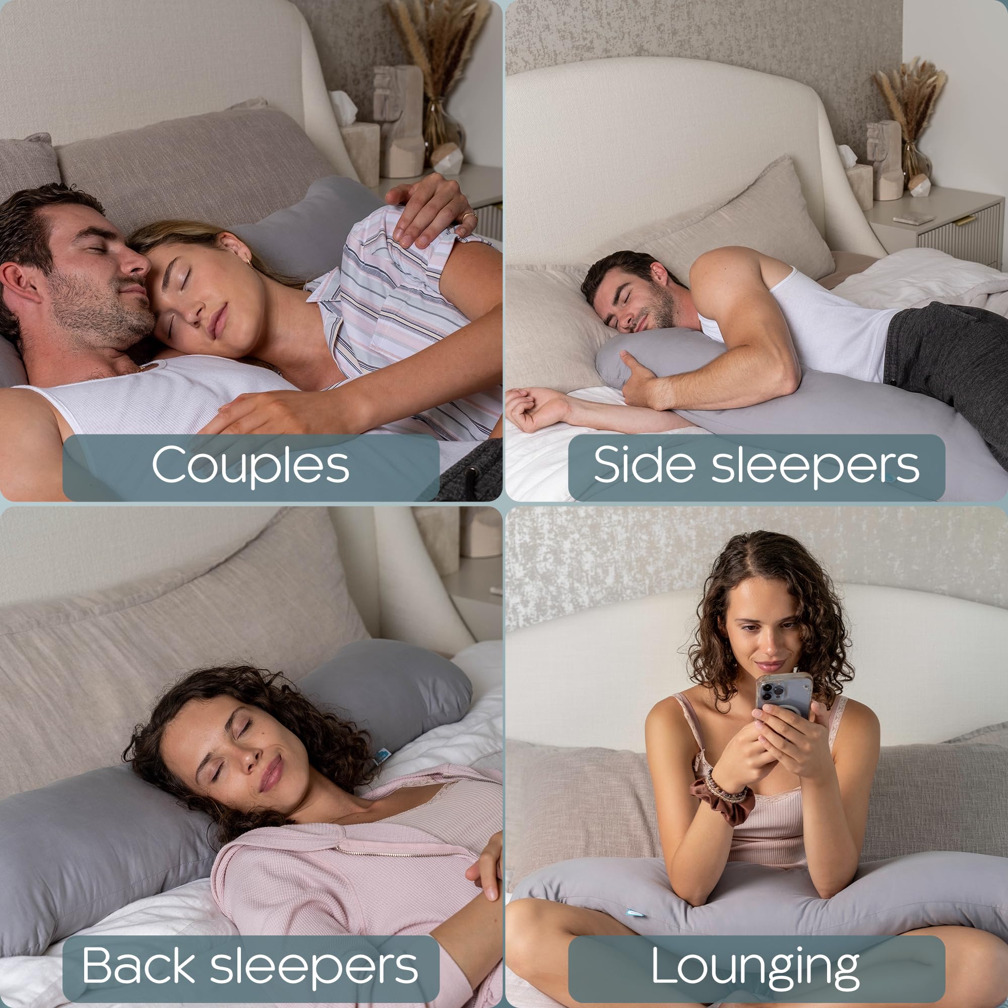SleepCloud colocada entre las rodillas mostrando alineación y soporte