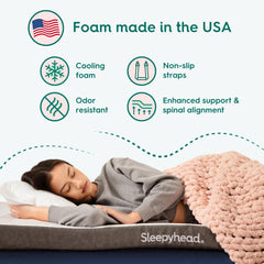 Sleepyhead topper en cama de dormitorio universitario mejora comodidad instantánea