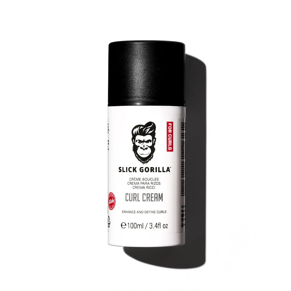 Slick Gorilla envase frontal de crema para rizos mostrando diseño y tamaño