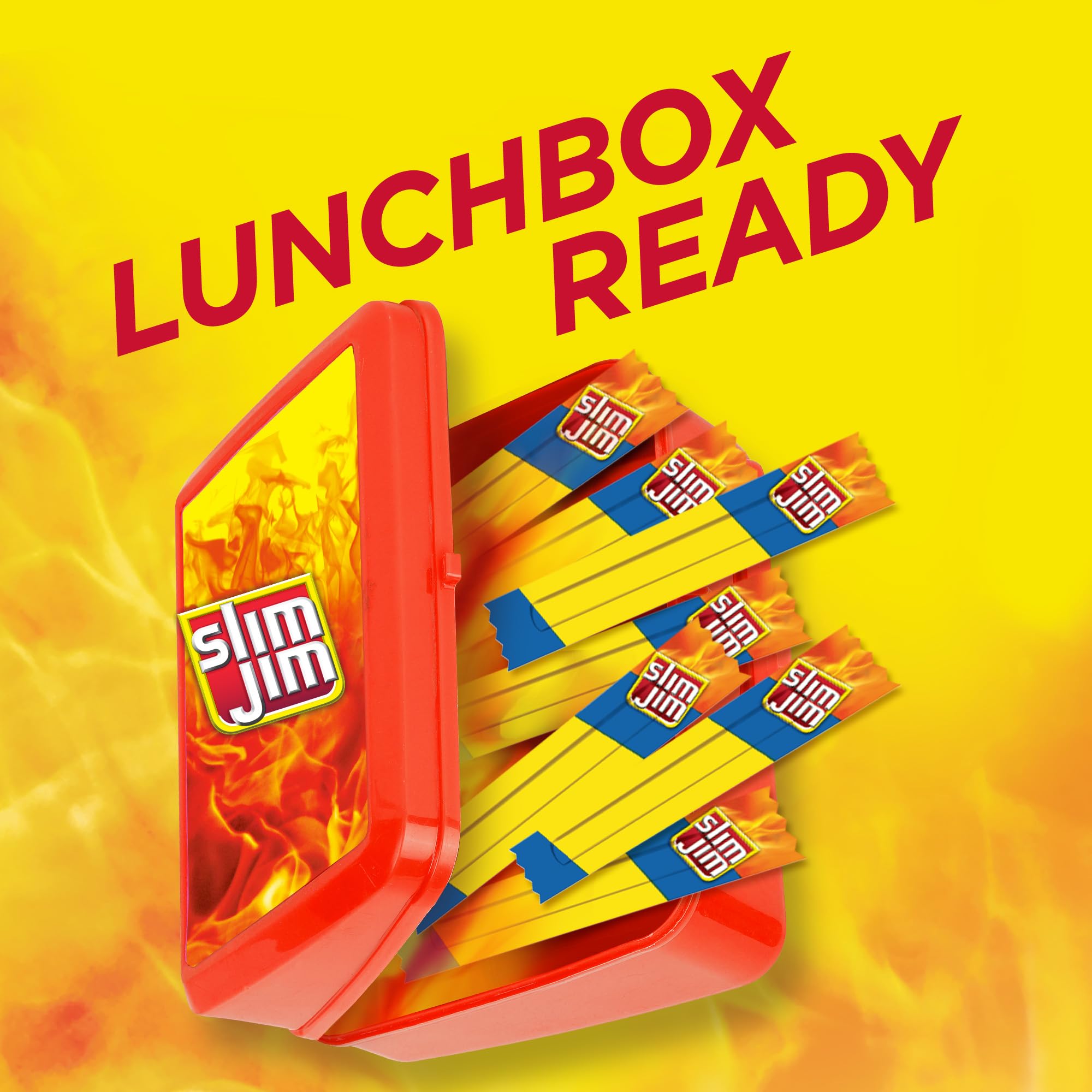 Slim Jim caja de 100 unidades apilada, ahorro y reserva