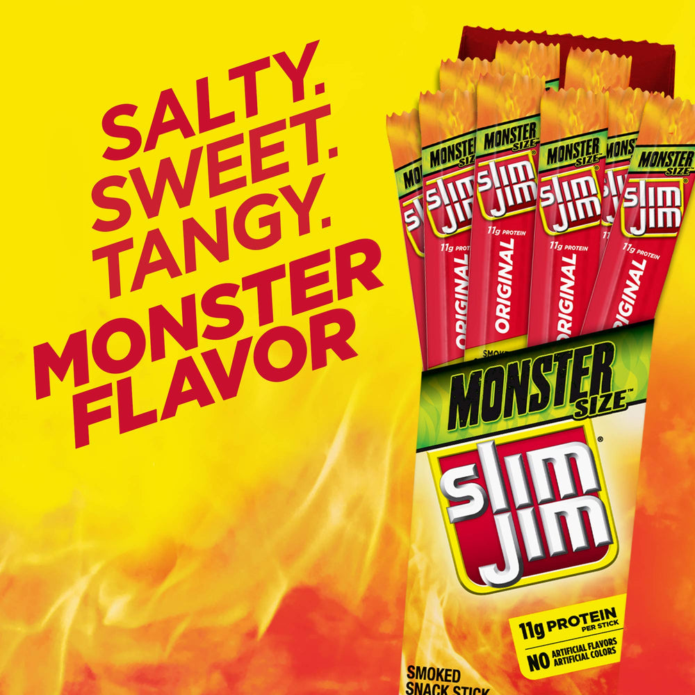 Slim Jim palito en mano listo para comer, portable y práctico