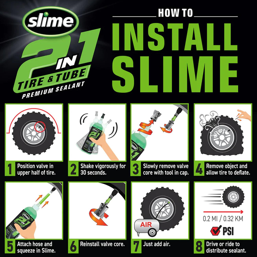 Slime usado en cortacésped ilustrando prevención de pinchazos en jardín