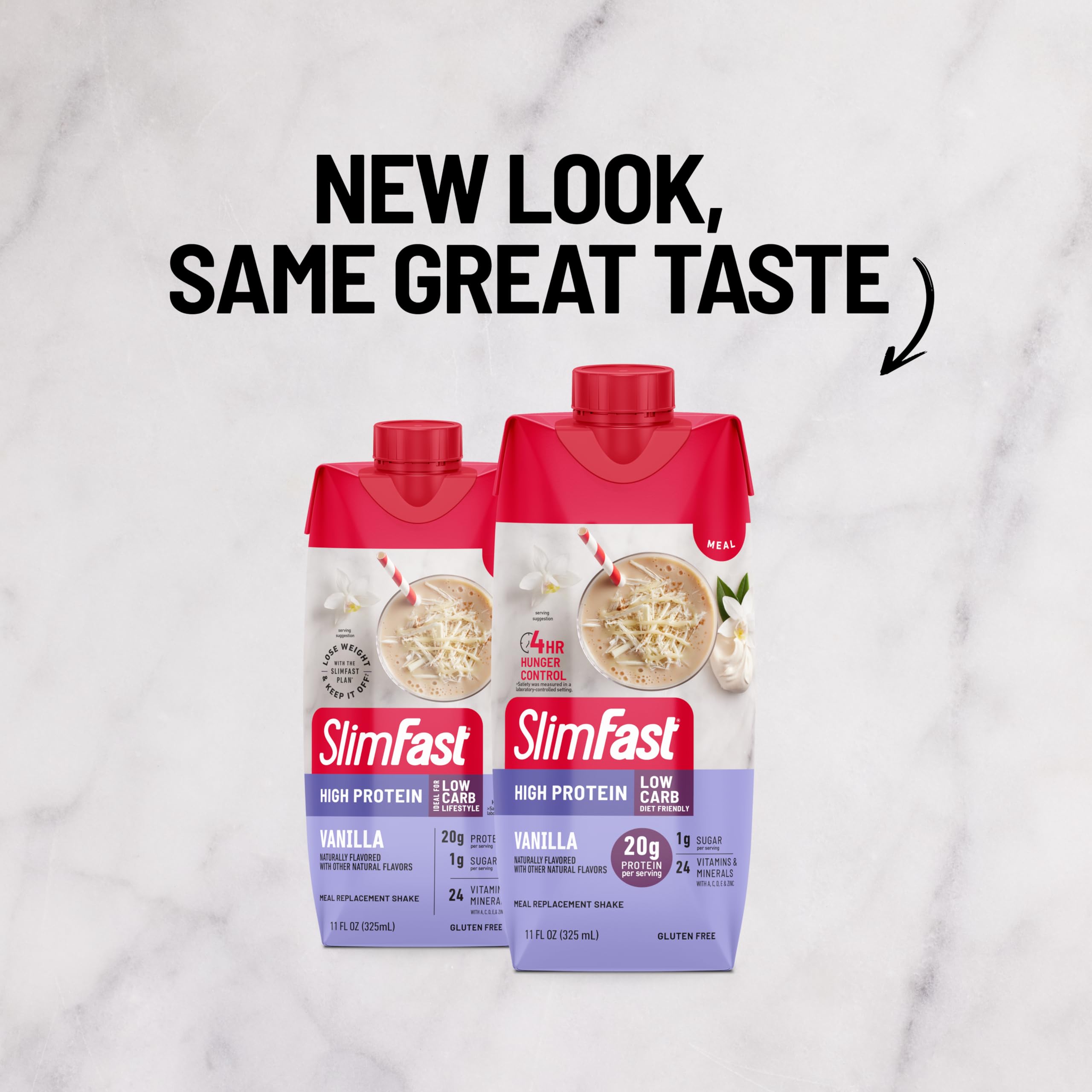 SlimFast detalle de la etiqueta nutricional con vitaminas y proteínas claras
