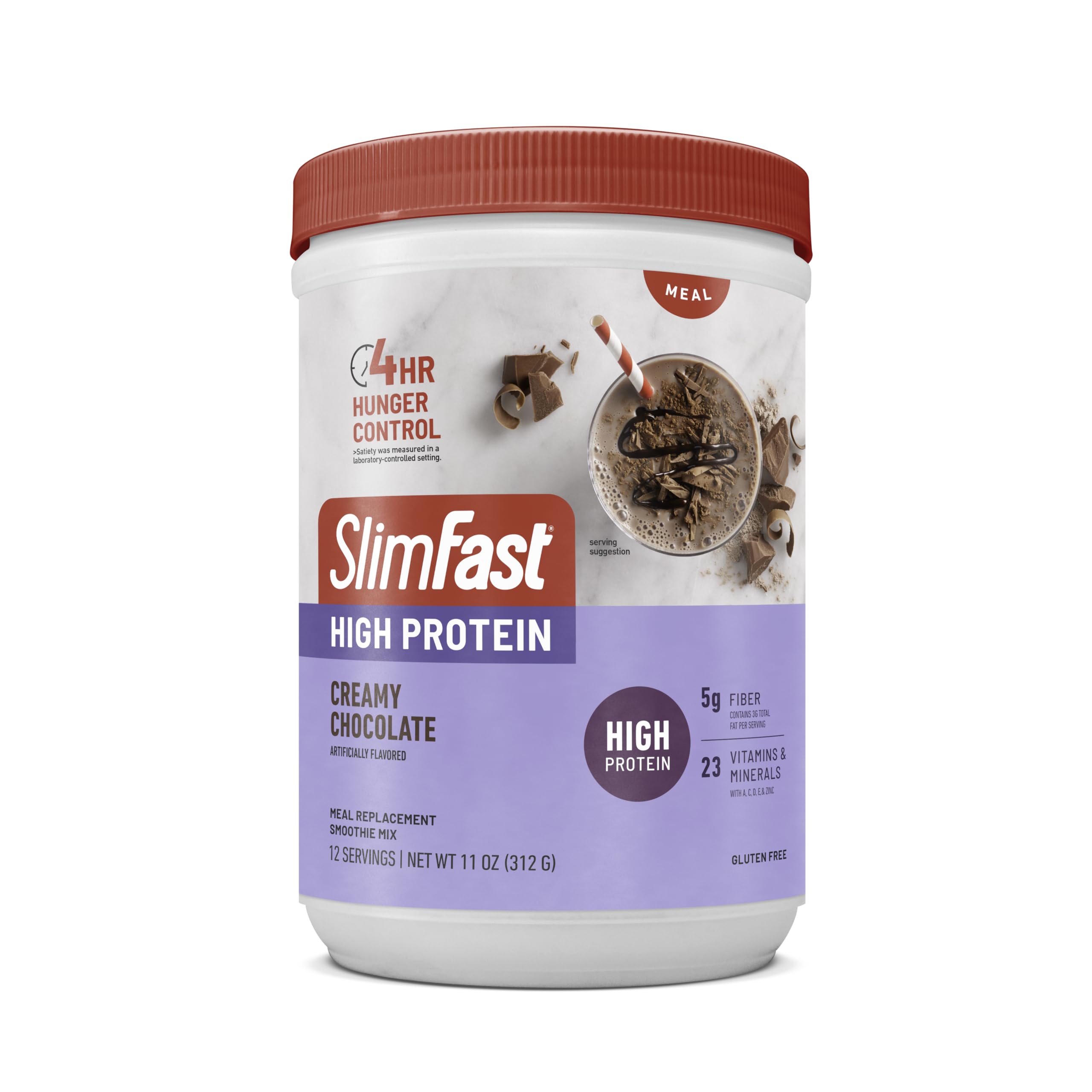 SlimFast etiqueta con lista de vitaminas y minerales para nutrición completa