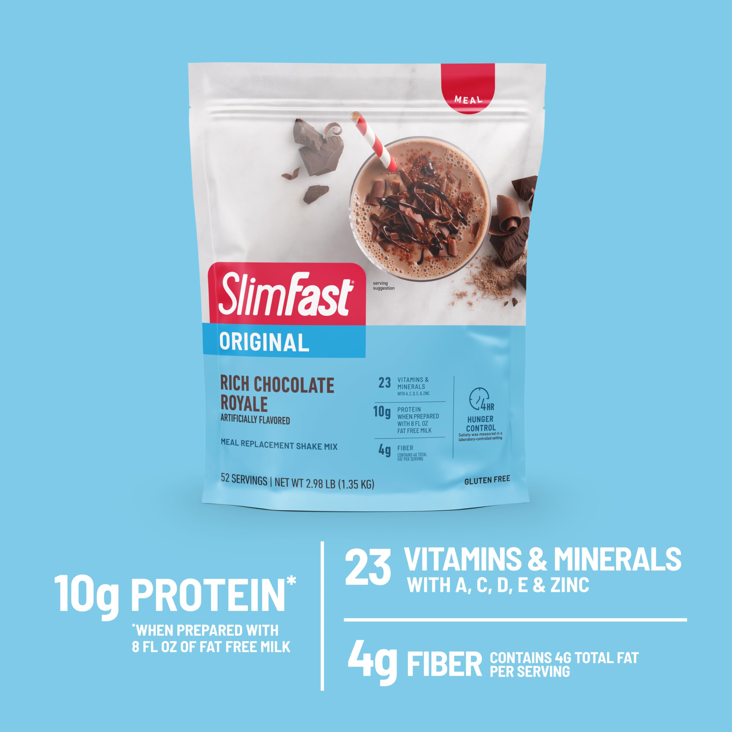 SlimFast etiqueta con valores nutricionales y lista de vitaminas
