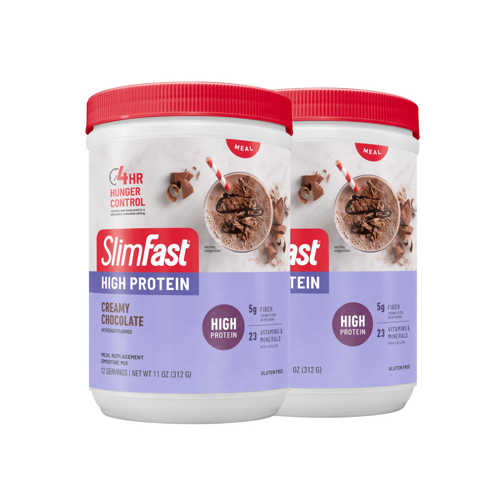 SlimFast envase frontal sabor chocolate mostrando presentación y conveniencia