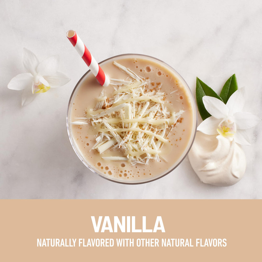 SlimFast textura cremosa del batido de vainilla que sugiere sabor indulgente
