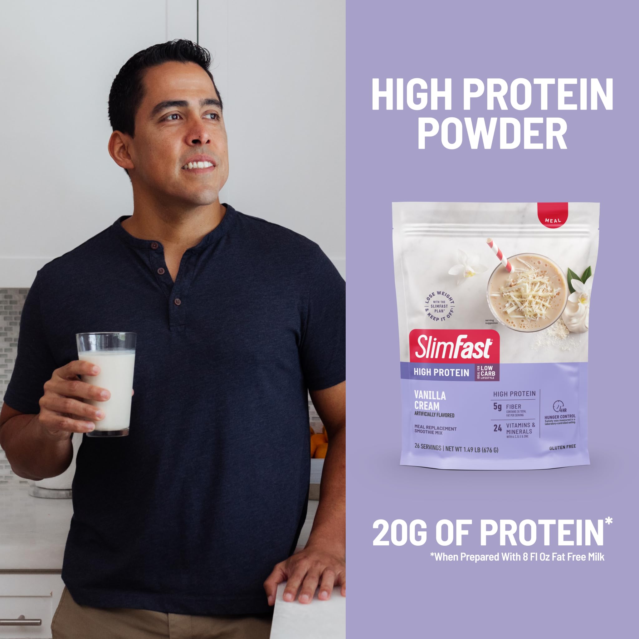 SlimFast batido con hielo y fruta como idea de receta sabrosa y nutritiva