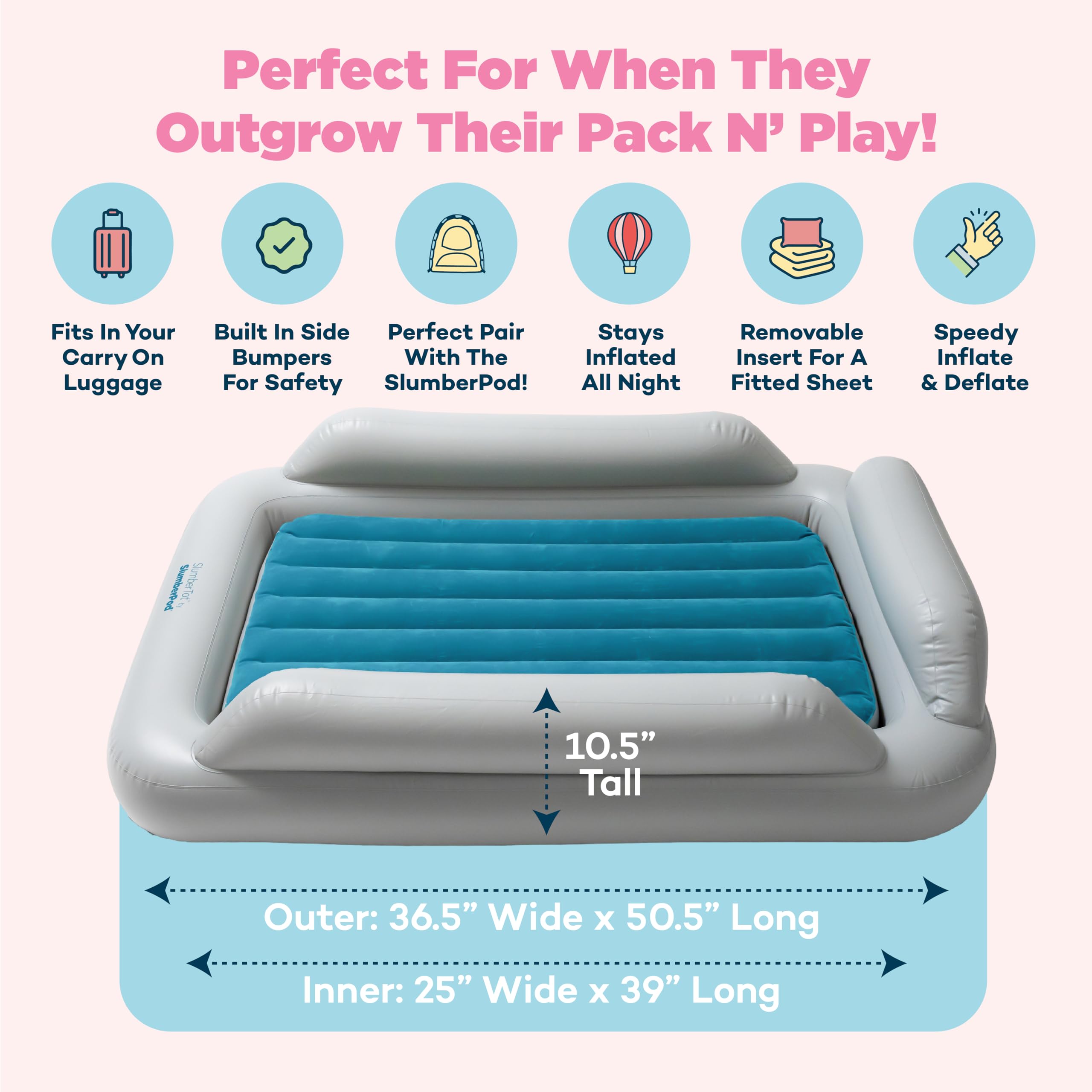 SlumberPod SlumberTot bordes inflables de seguridad que contienen al niño