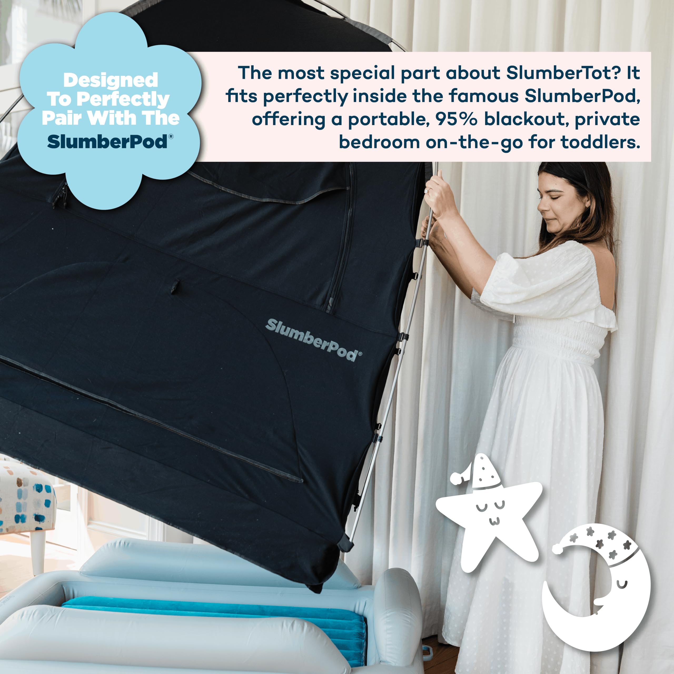 SlumberPod SlumberTot niño durmiendo con confort en ambiente familiar