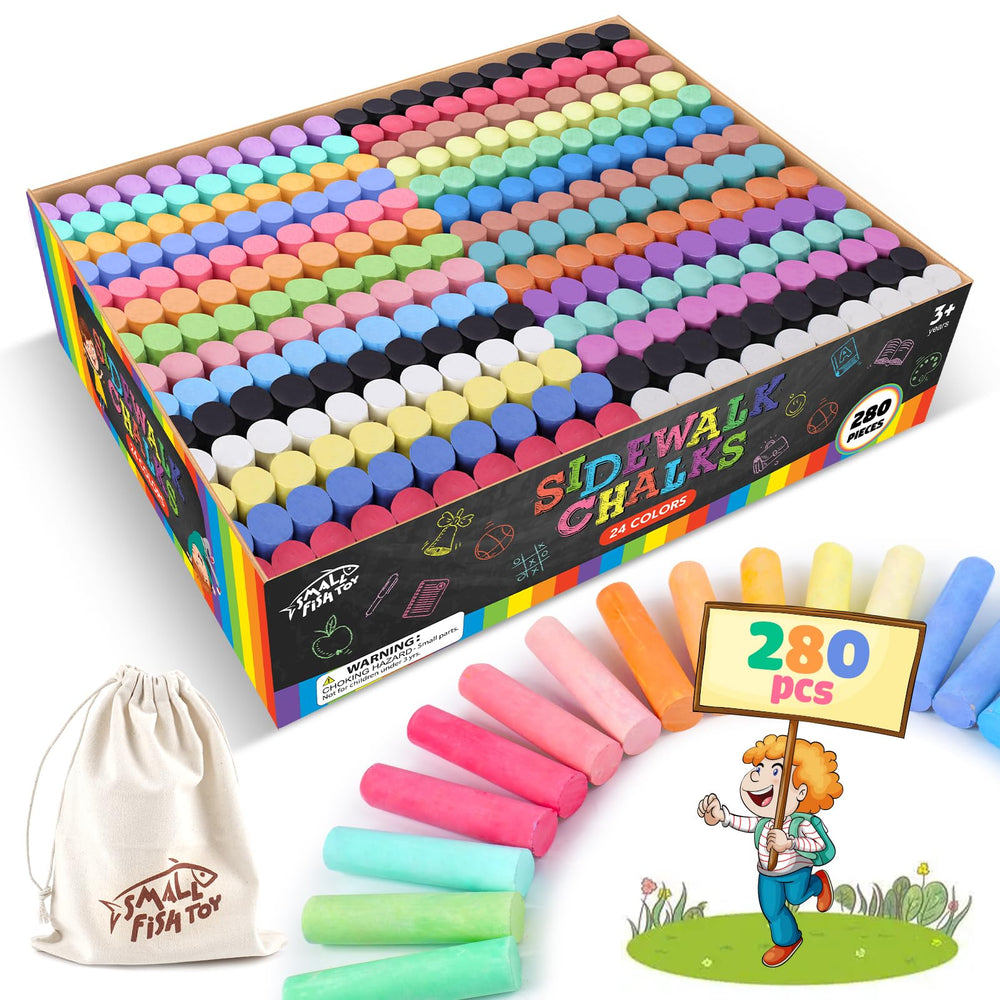 SMALL FISH paquete frontal de 280 tizas con colores variados para creatividad al aire libre