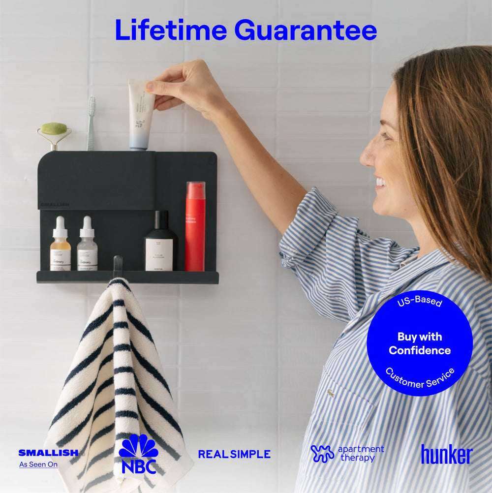 Smallish WallShelfie con accesorios: ganchos y porta vasos para organización