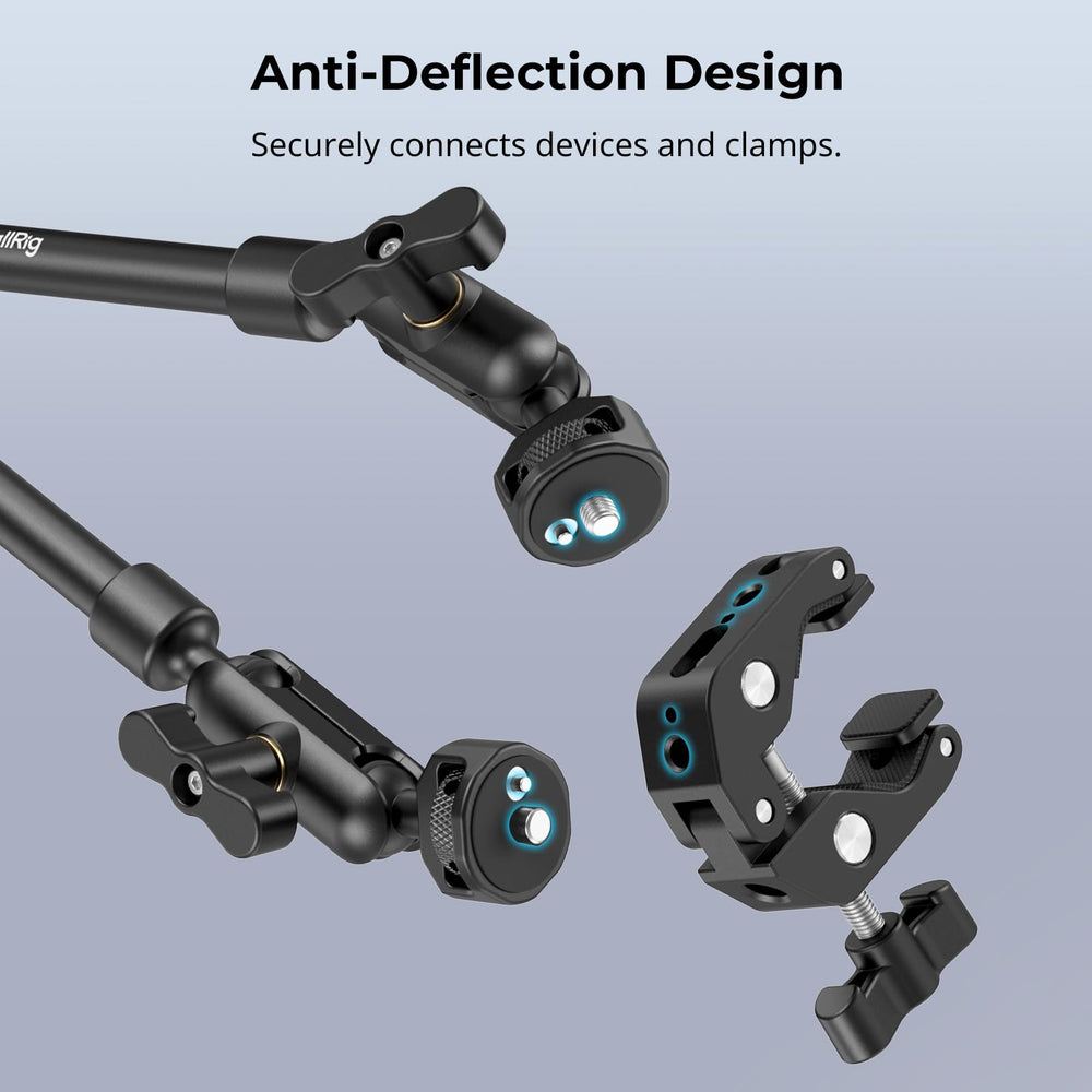 SMALLRIG brazo desplegado 56 cm mostrando alcance y ángulo