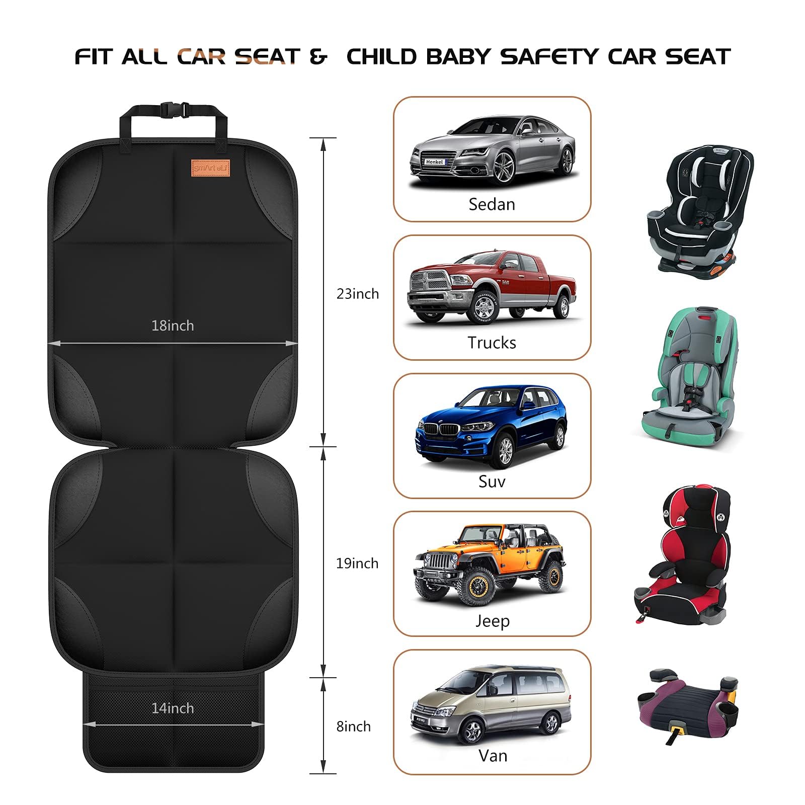 SMART ELF textured non-slip backing preventing seat movement for safety