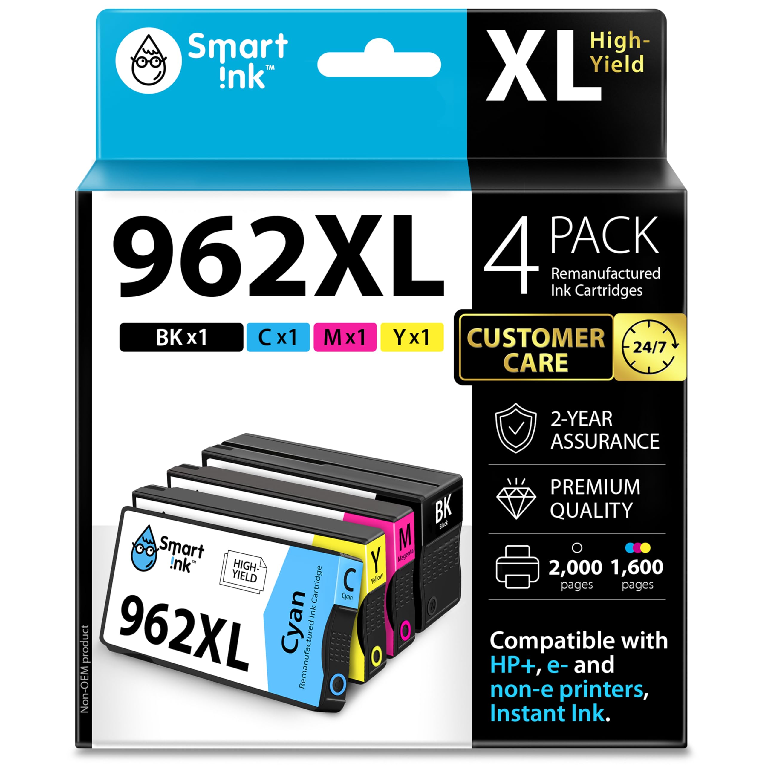 Smart Ink caja frontal del pack 962XL mostrando compatibilidad y ahorro