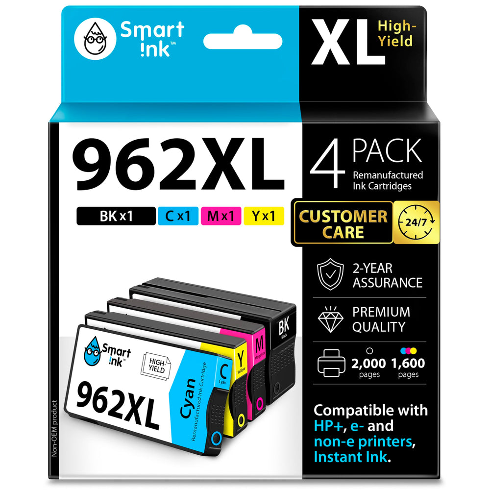 Smart Ink caja frontal del pack 962XL mostrando compatibilidad y ahorro