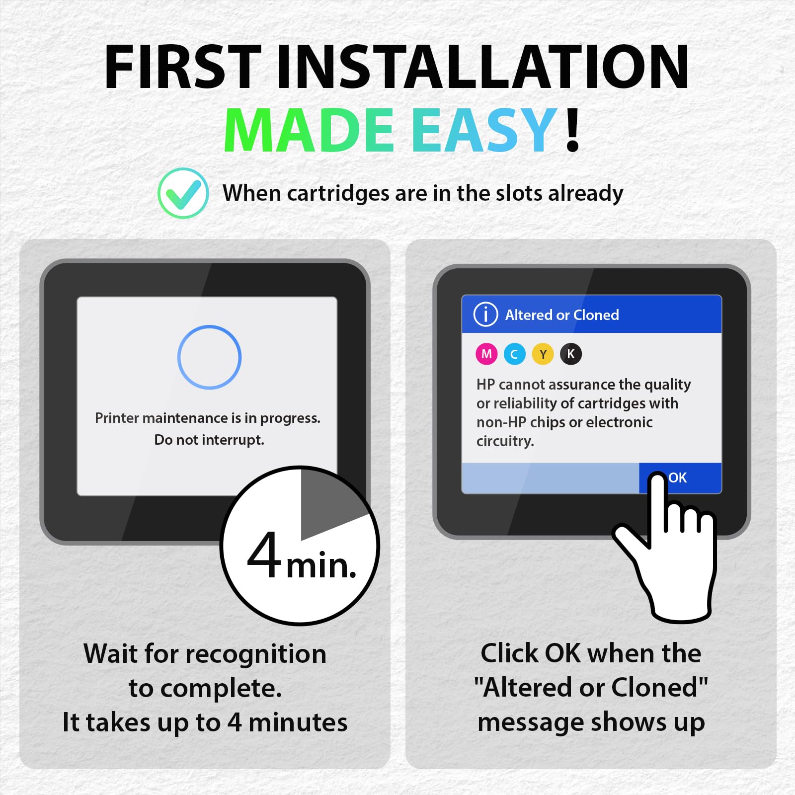 Smart Ink cartucho junto a una hoja A4 para comparar tamaño y capacidad