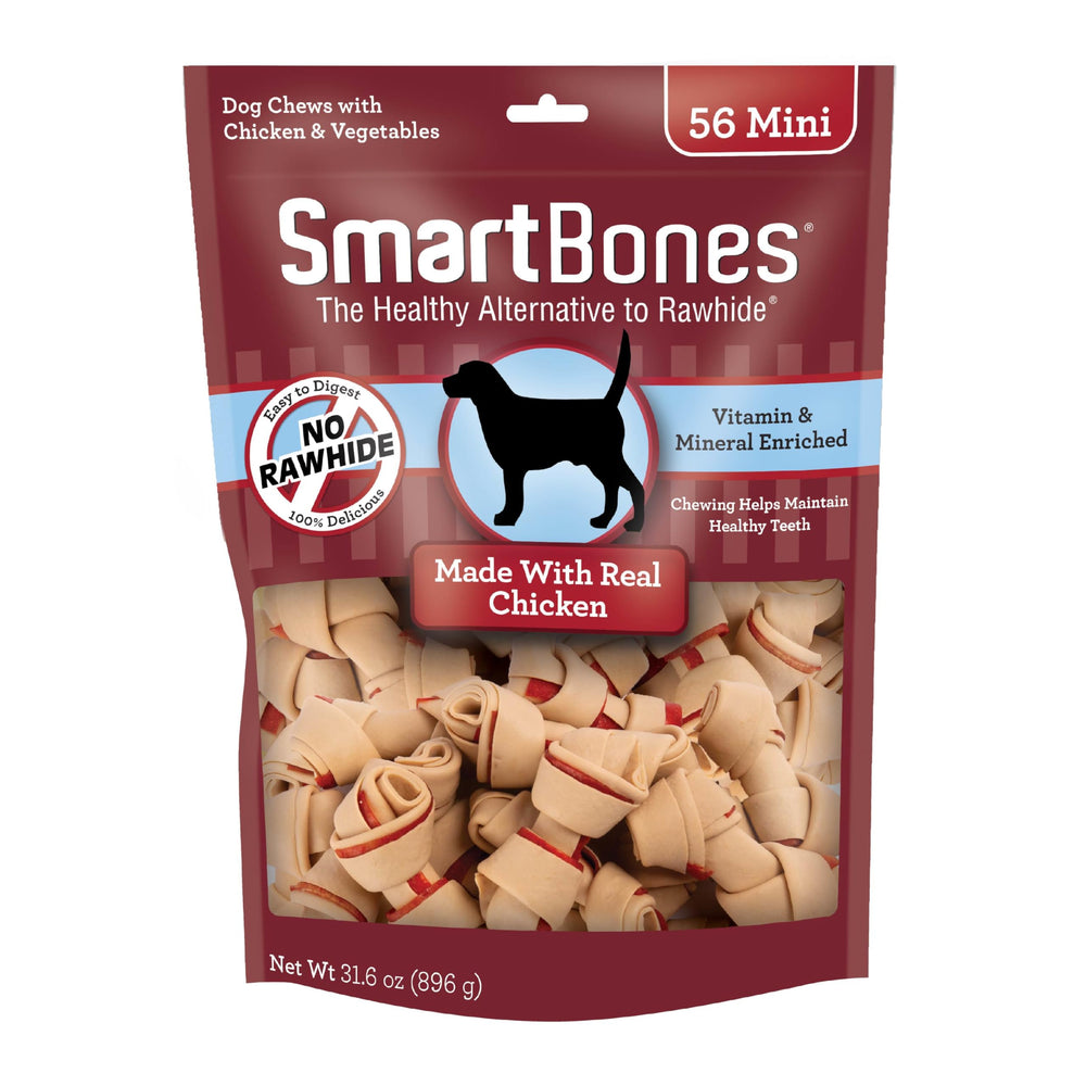 SmartBones paquete frontal mostrando 56 mini bones como premio sabroso
