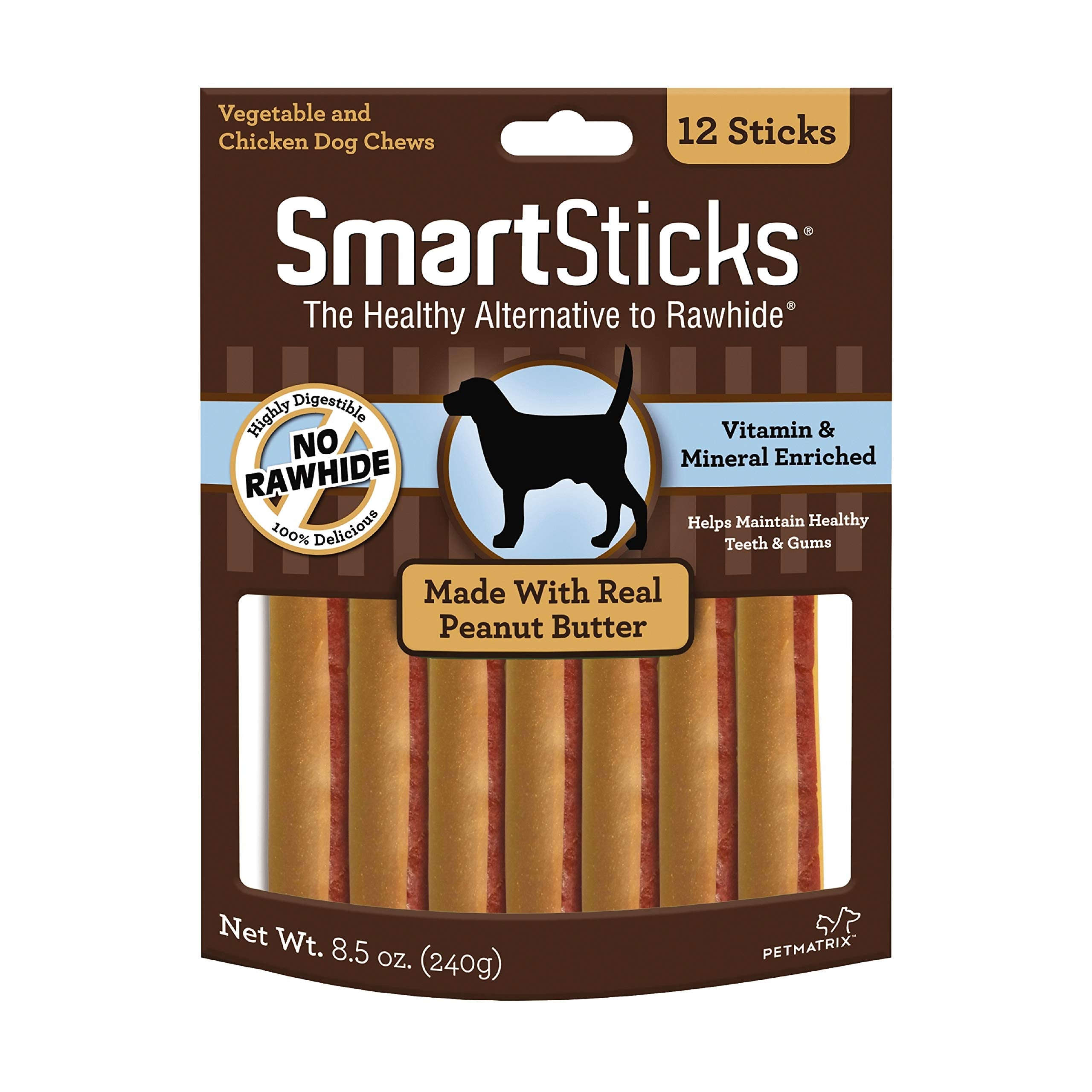 SmartBones SmartSticks frente del paquete mostrando 12 unidades y conveniencia
