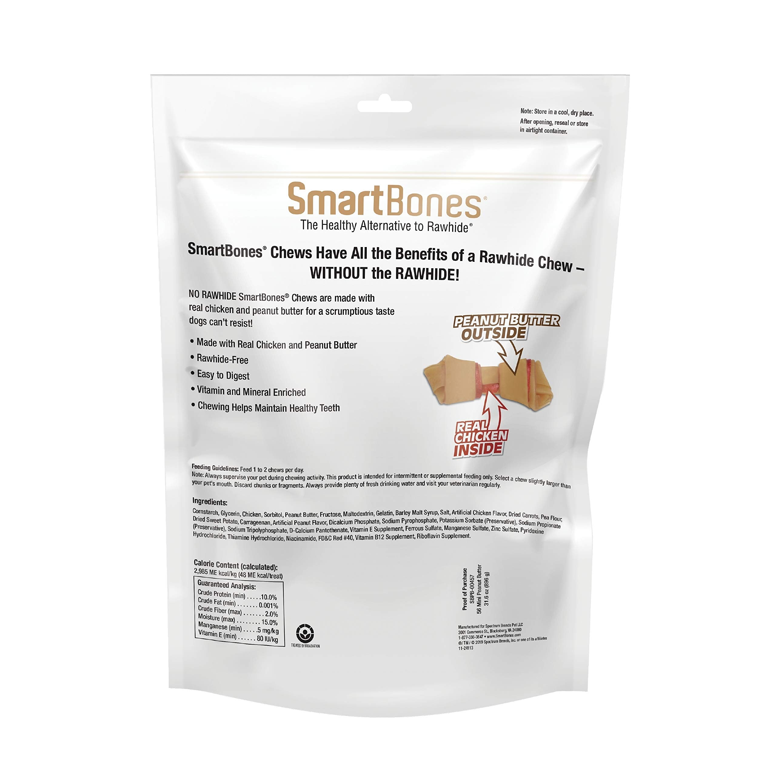 SmartBones primer plano de textura externa muestra mantequilla de maní