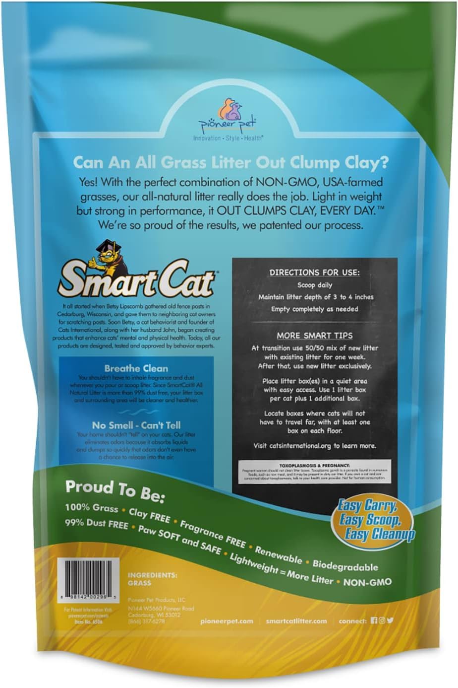 SmartCat vertiendo arena ligera que reduce esfuerzo al cargar