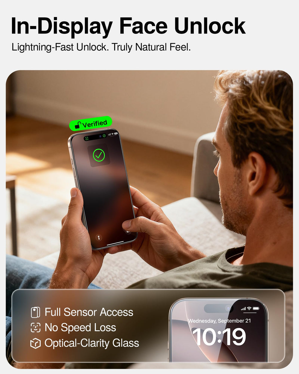 SMARTDEVIL comparación a escala con un iPhone 16 Pro Max para mostrar cobertura total