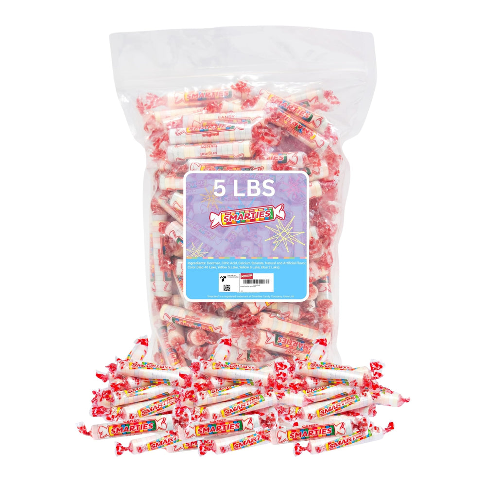Smarties bolsa frontal mostrando rollos a granel y conveniencia