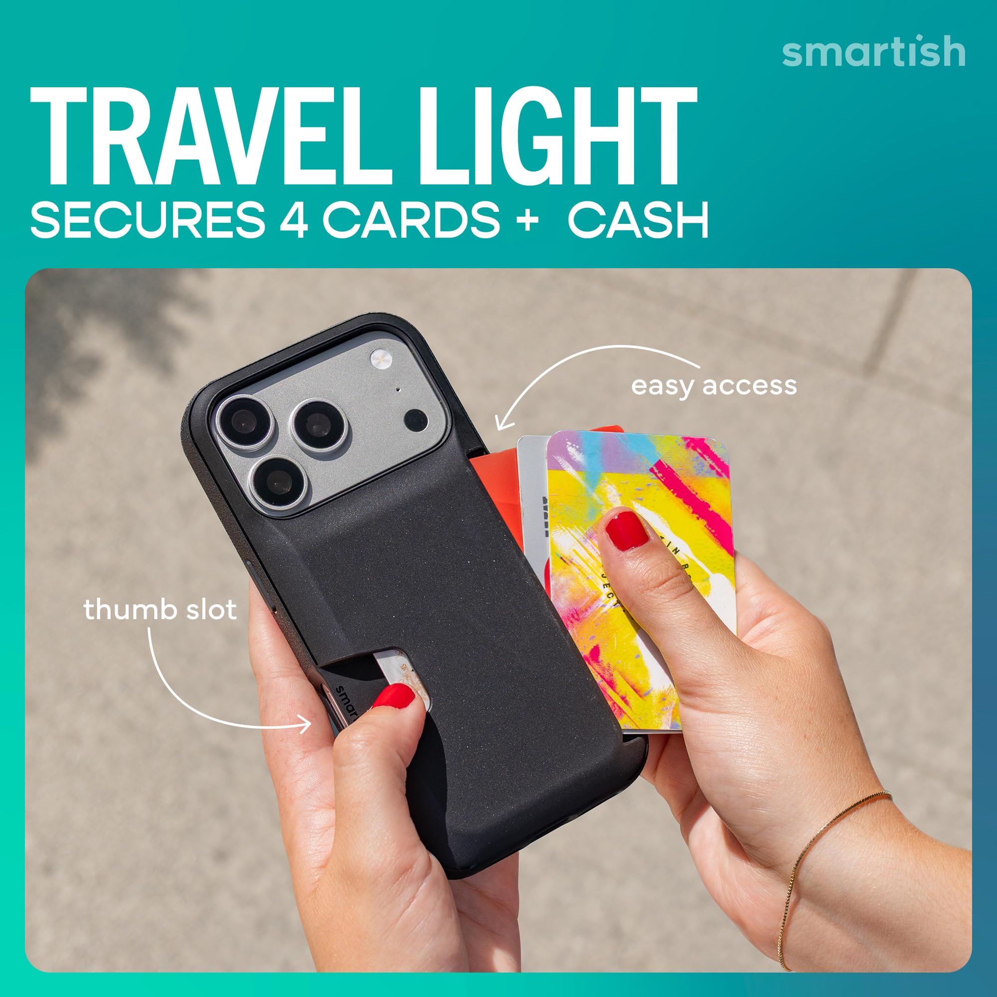 Smartish reverso con el tarjetero lateral que guarda cuatro tarjetas