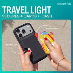 Smartish reverso con el tarjetero lateral que guarda cuatro tarjetas