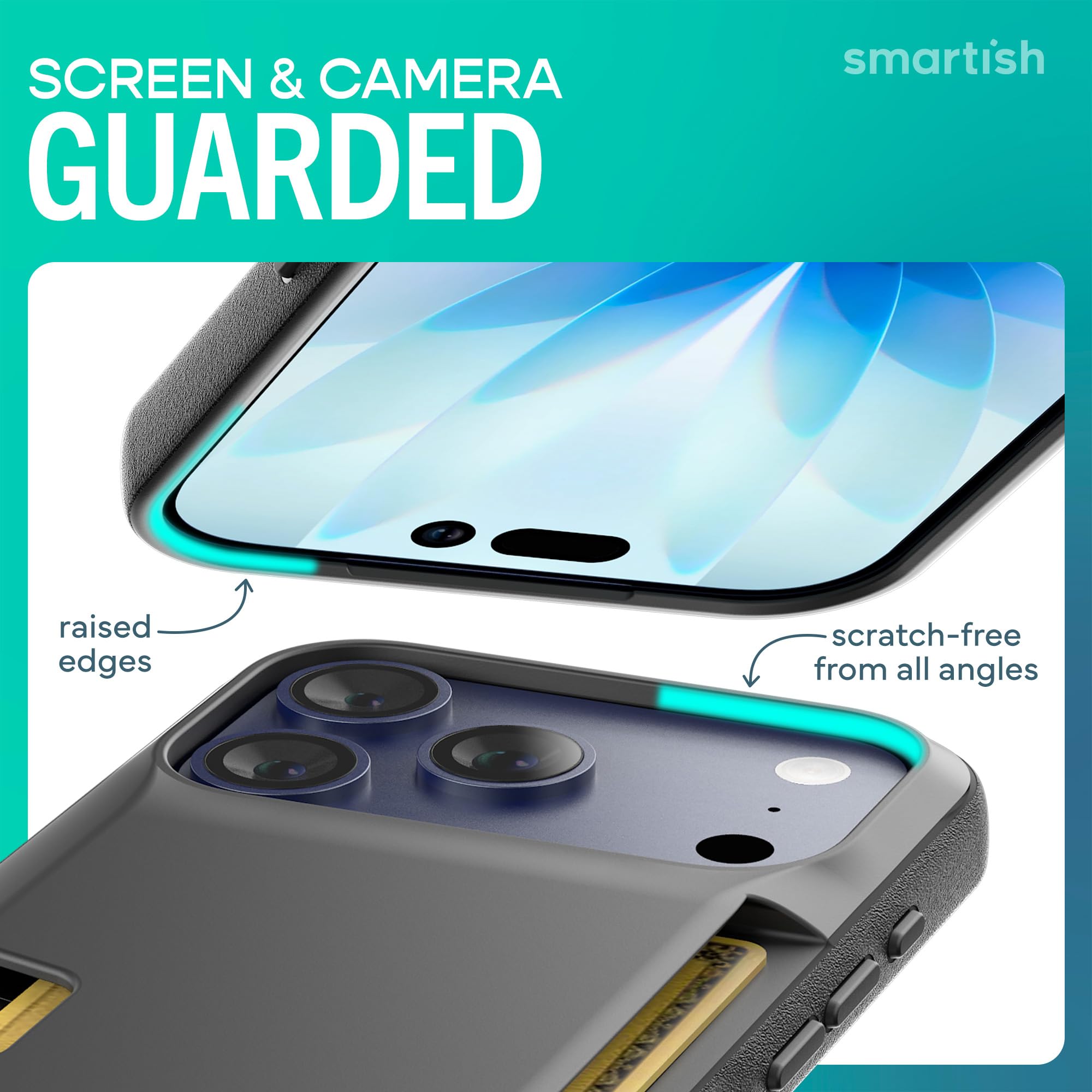 Smartish funda en bolsillo mostrando perfil delgado y facilidad de uso