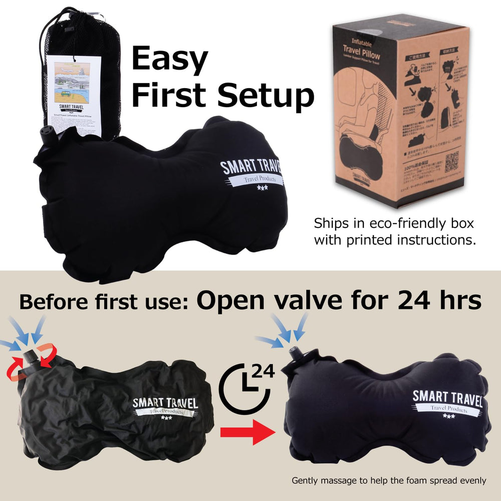 SmartTravel almohada doblada dentro de mochila ilustrando su tamaño reducido y ligereza