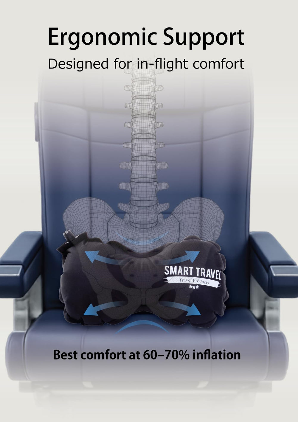 SmartTravel colocada en silla de oficina para mejorar postura y confort en el trabajo