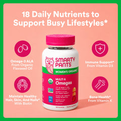 SmartyPants etiqueta con información de nutrientes y certificaciones