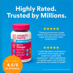 SmartyPants etiqueta con lista de vitaminas y omega mostrada claramente