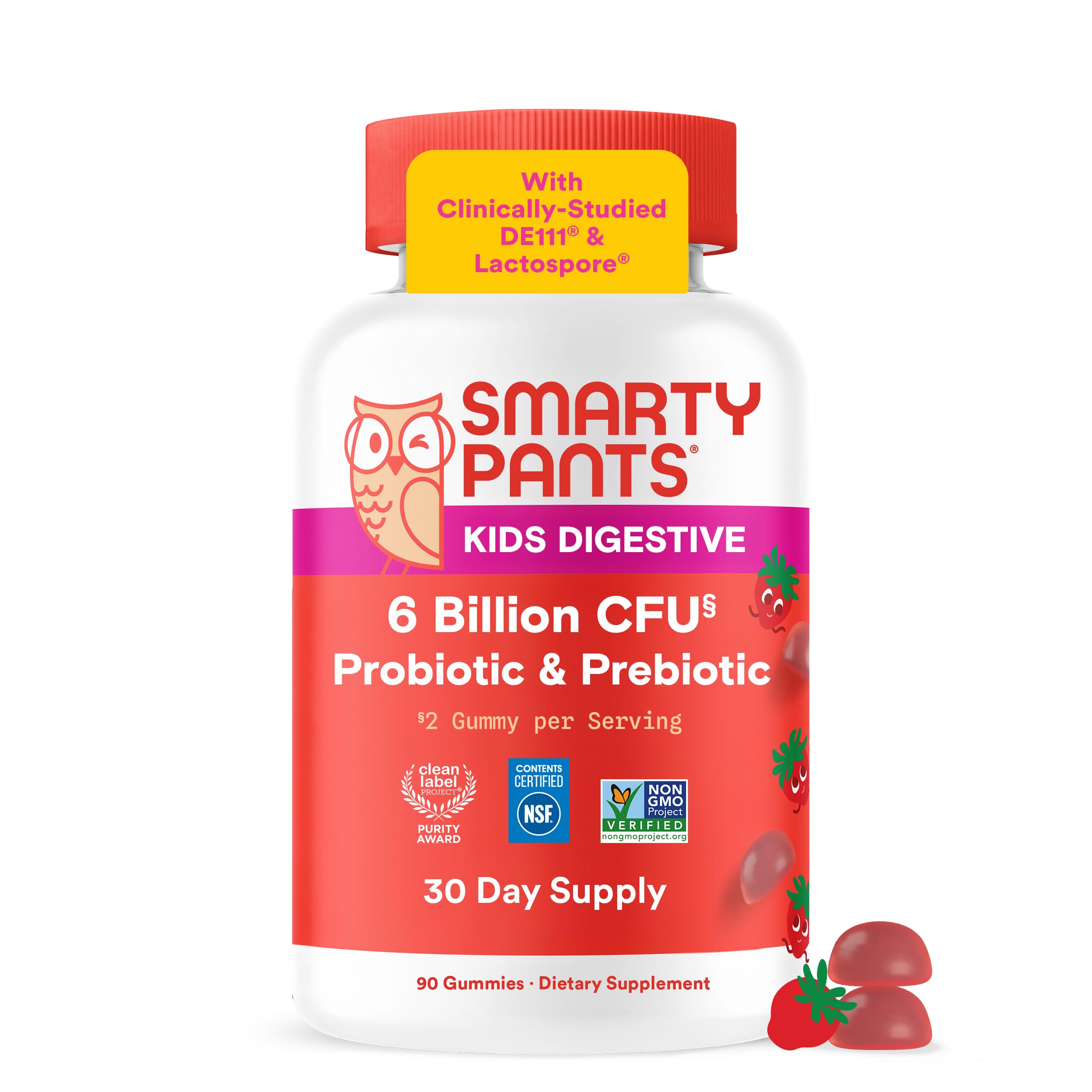 SmartyPants frente del envase mostrando etiqueta y sabor fresa