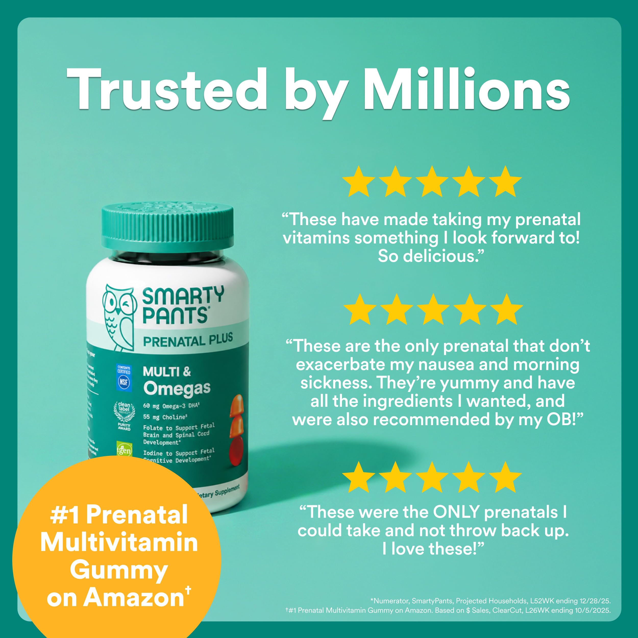 SmartyPants botella junto a algas que indican fuente vegetal de omega‑3