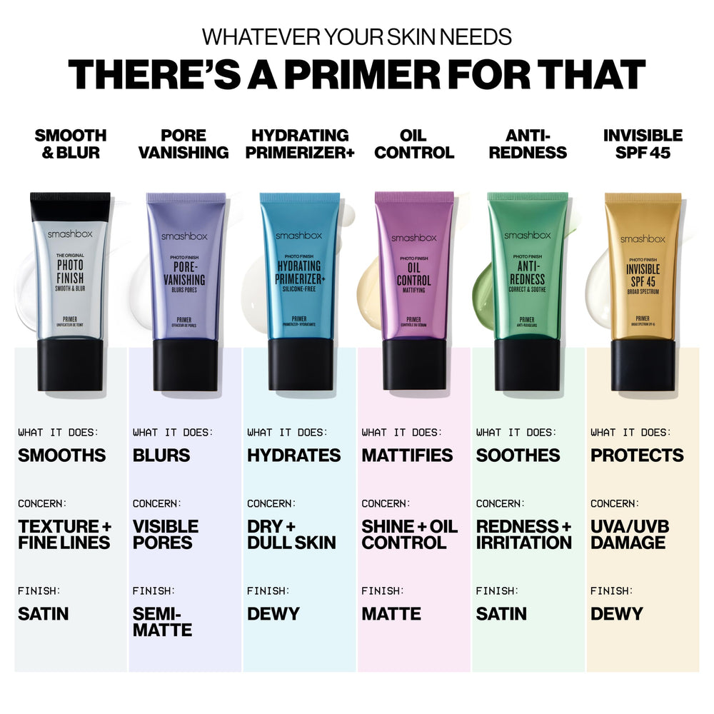 Smashbox detalle de etiqueta con ingredientes y beneficios visibles