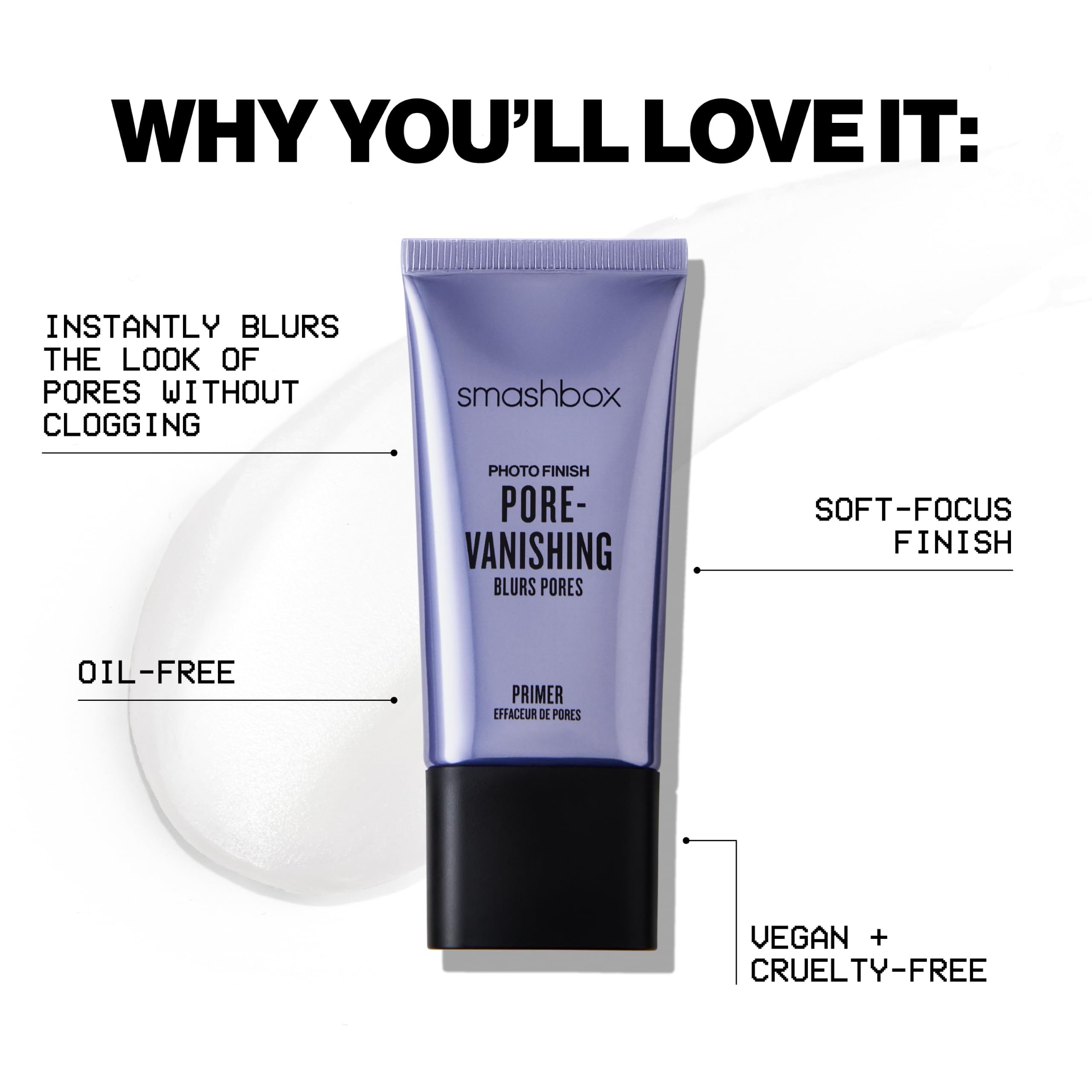 Smashbox primer extendido sobre piel mostrando acabado suave y sedoso