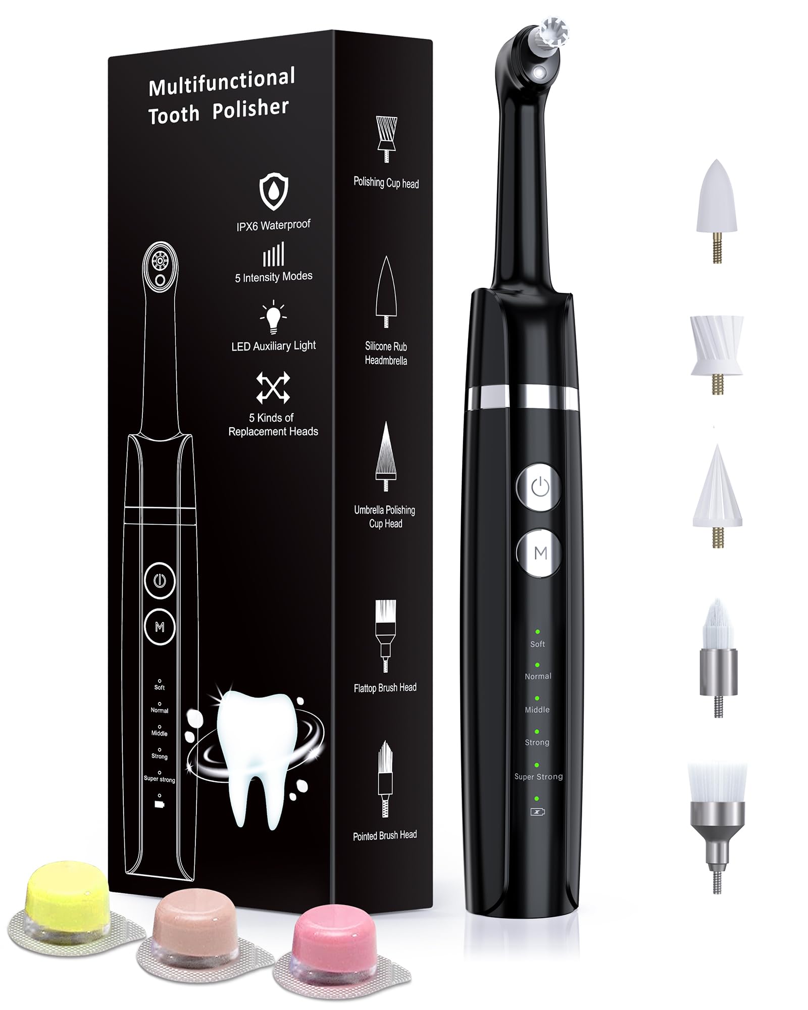 Smile-Aid pulidor frontal mostrando diseño compacto y batería recargable