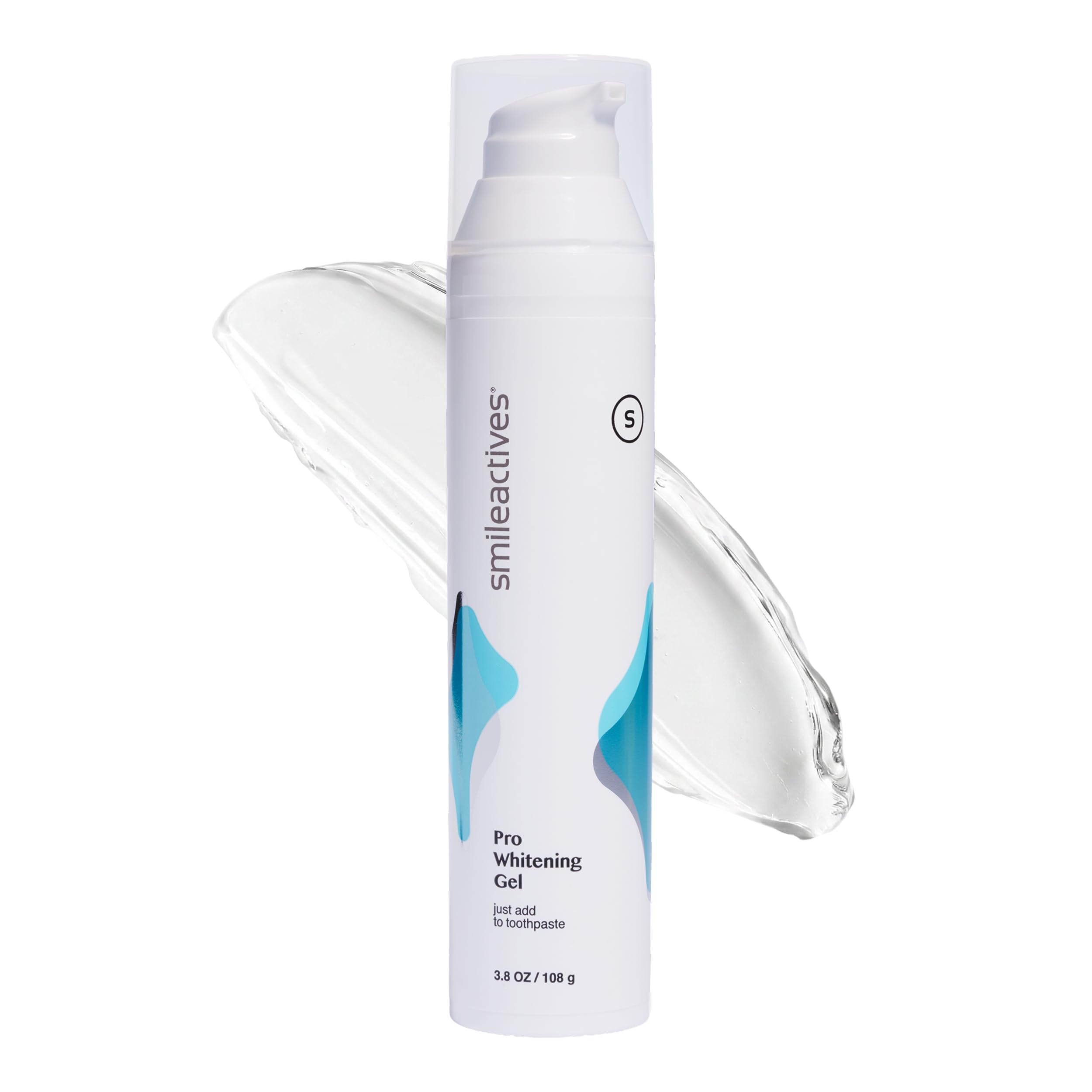 smileactives envase frontal mostrando el gel y fácil aplicación