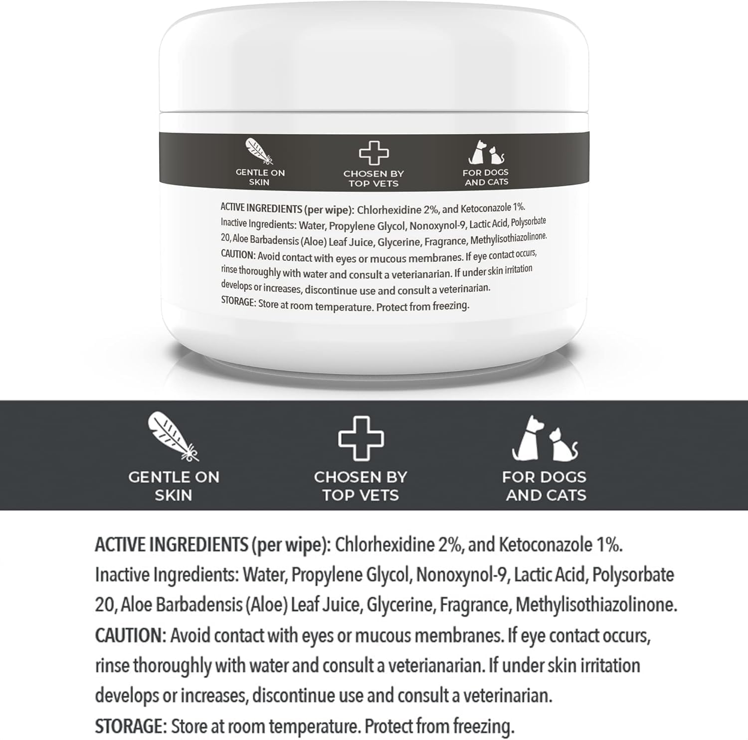Smiling Paws etiqueta con ingredientes activos, transparencia de fórmula
