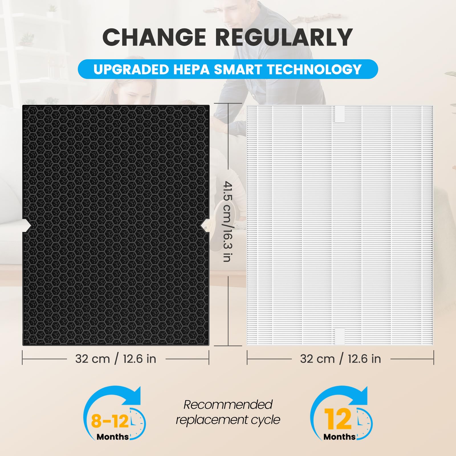 Smilyan filtro instalado en purificador Winix demostrando funcionamiento