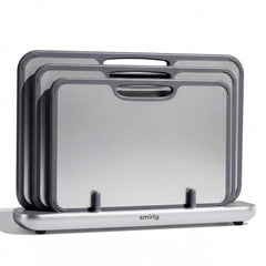 SMIRLY frente del set en empaque y borde plateado, organiza la cocina